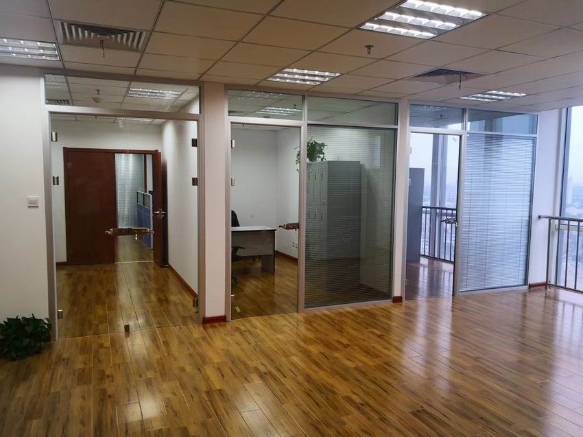 84款氧化铝边框双层玻璃内置百叶配内开玻璃合页门