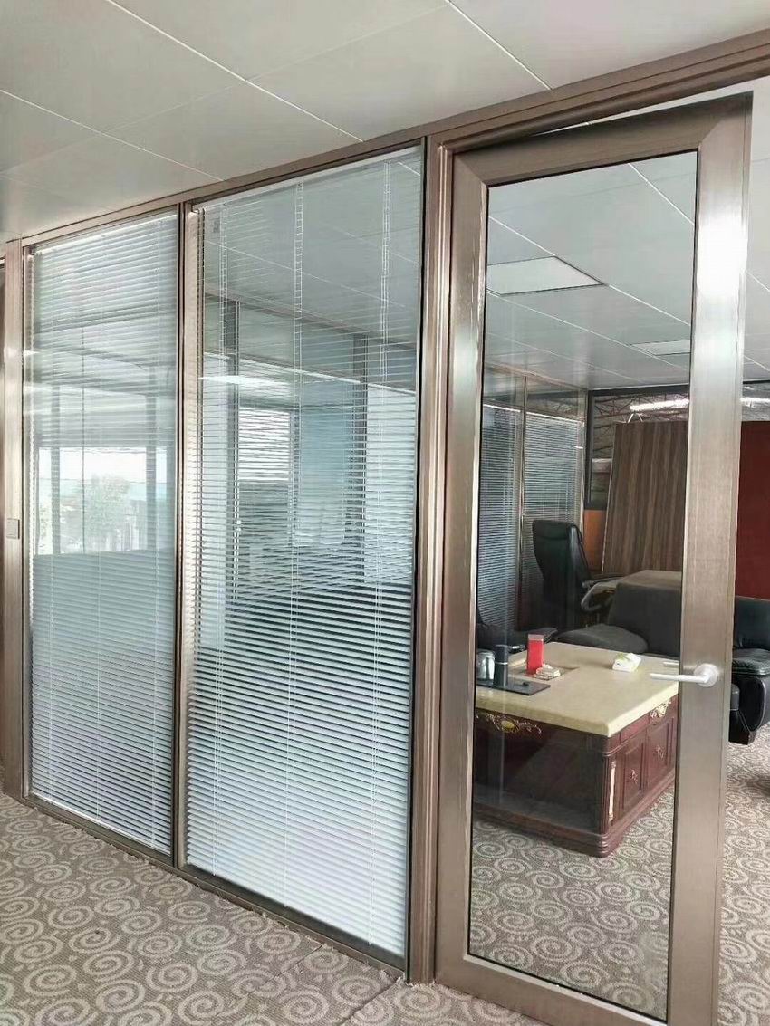 玫瑰金铝框双玻内置百叶案例